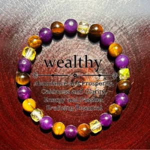 Natural Amethyst, Citrine & Tiger Eye Energy Bracelet