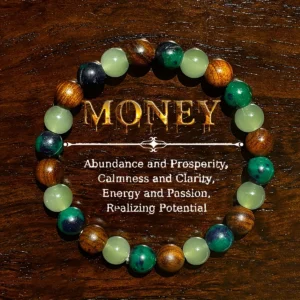 Green Jade & Wooden Bead Energy Bracelet