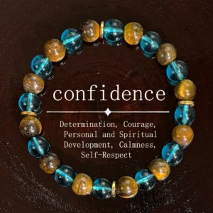 Natural 8mm Tiger Eye & Blue Crystal Bracelet